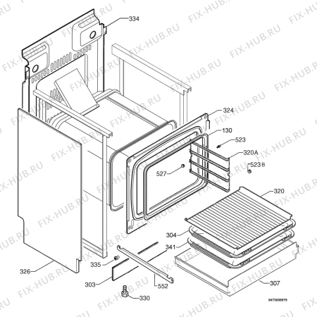 Взрыв-схема плиты (духовки) Electrolux EKC6722W - Схема узла Housing 001